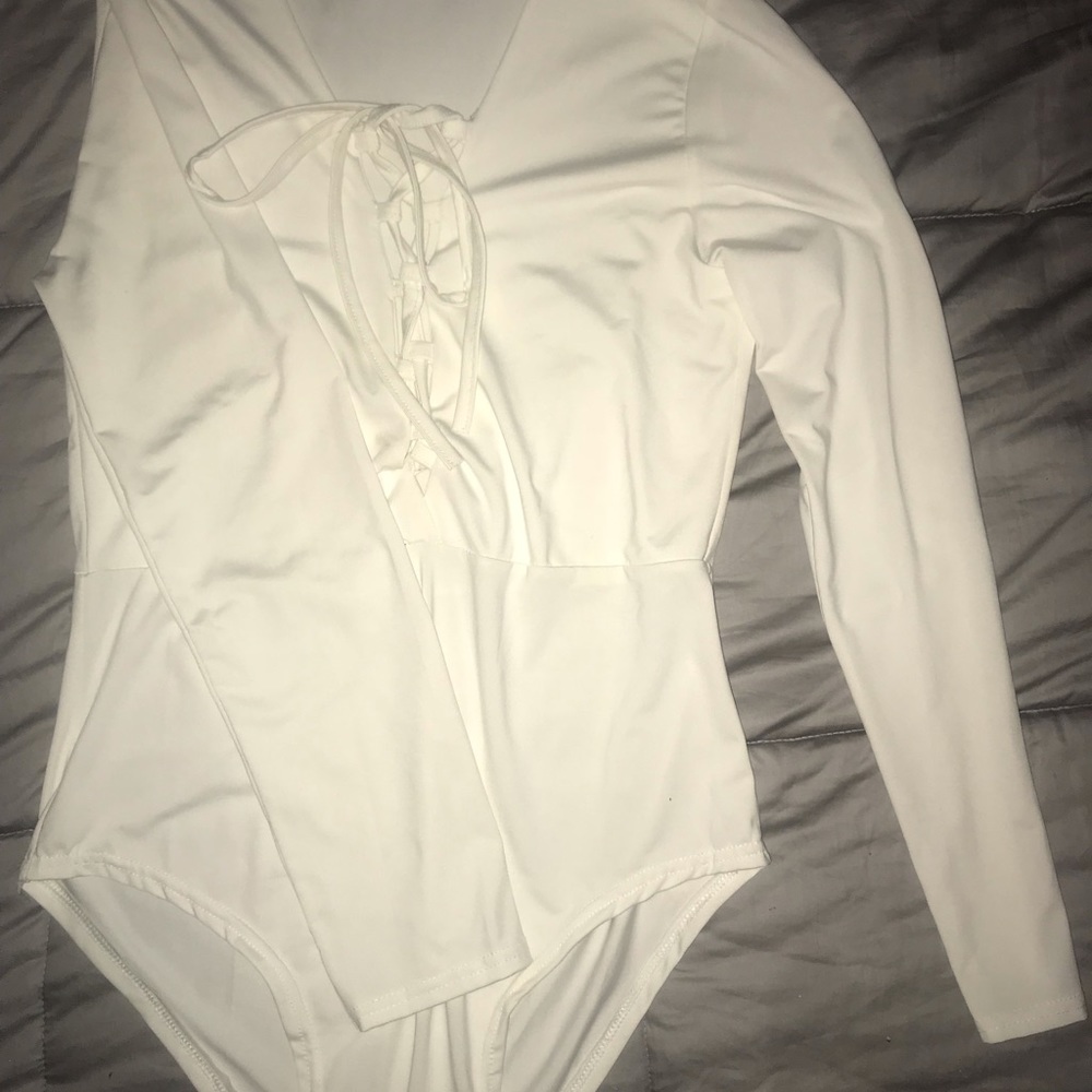 Long-Sleeve Laced-Up Bodysuit